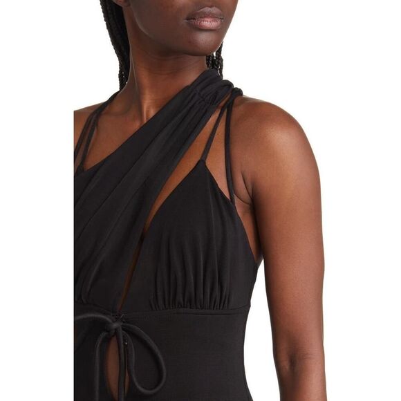 Harbison Moonbeam Cutout Jersey Maxi Dress Women's Medium Black Sleeveless NWOT - Picture 11 of 11